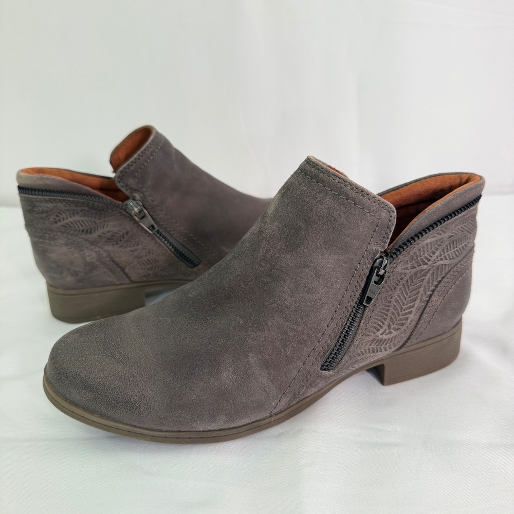 Cobb Hill CI6911 Grey Nubuck Laser Etched Ankle Boots Womens 7 M